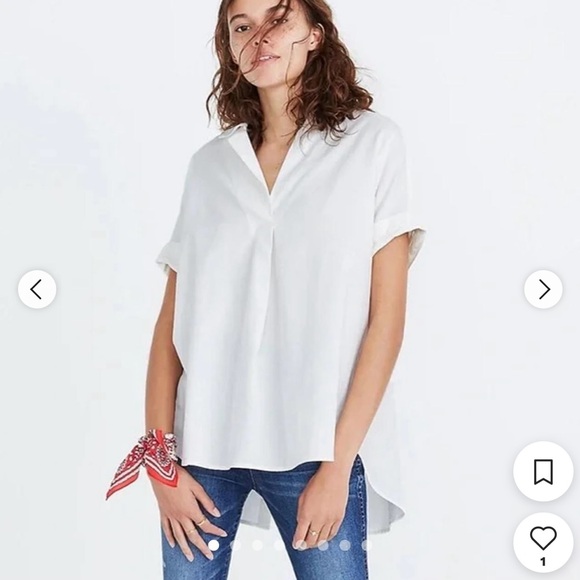 Madewell Crisp White Short Sleeve Blouse - Picture 3 of 5